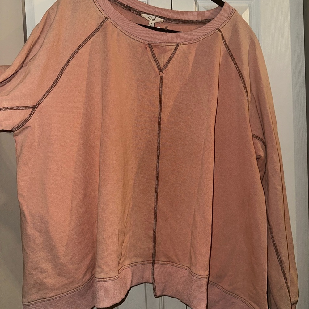 Peach Boxy Relaxed Sweatshirt with Raglan Sleeves
